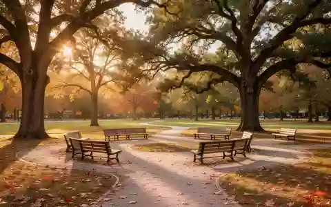 Ein sonnendurchfluteter Park mit Sitzgelegenheiten unter großen Bäumen, der eine Atmosphäre der sozialen Begegnung vermittelt. - Foto: über boerse-global.de