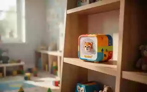 Eine Toniebox auf einem Holzregal in einem hellen Kinderzimmer, beleuchtet durch natürliches Tageslicht. - Foto: über boerse-global.de