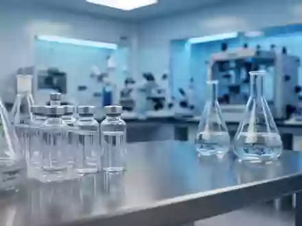 Ein steriles, modernes biomedizinisches Labor mit Glasgefäßen auf einem Edelstahltisch in einer wissenschaftlichen Umgebung. - Foto: über boerse-global.de