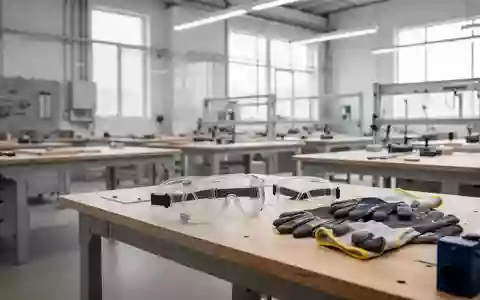 Ein aufgeräumter industrieller Arbeitsplatz mit bereitliegender Schutzausrüstung in einer hellen Werkstattumgebung. - Foto: über boerse-global.de