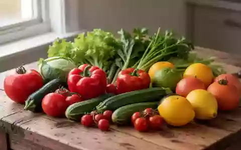 Frisches, unverarbeitetes Obst und Gemüse auf einer hölzernen Unterlage als Symbol für eine natürliche Nährstoffzufuhr. - Foto: über boerse-global.de