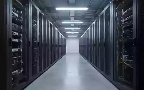Ein minimalistischer, moderner Serverraum mit ordentlichen, unbeschrifteten Regalschränken in einer kühlen, bläulichen Beleuchtung. - Foto: über boerse-global.de