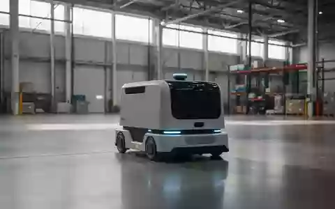 Ein moderner autonomer Industrieroboter bewegt sich durch eine Lagerhalle. - Foto: über boerse-global.de
