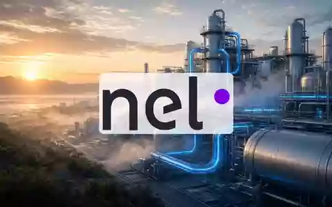 Moderne industrielle Wasserstoff-Energieanlage in einer atmosphärischen Landschaft bei Sonnenaufgang. - Foto: über boerse-global.de