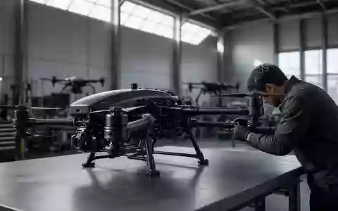 Ein Techniker inspiziert eine moderne Industriedrohne in einem hellen Hangar. - Foto: über boerse-global.de