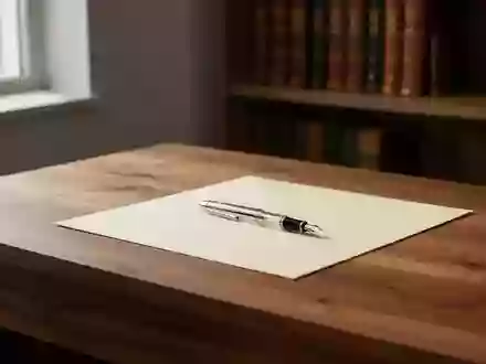 Ein minimalistischer Schreibtisch mit einem Füllfederhalter und einem leeren Blatt Papier in einem hellen Arbeitszimmer. - Foto: über boerse-global.de
