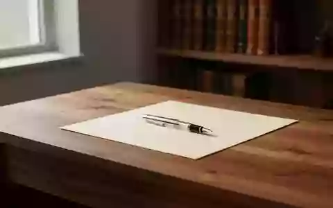 Ein minimalistischer Schreibtisch mit einem Füllfederhalter und einem leeren Blatt Papier in einem hellen Arbeitszimmer. - Foto: über boerse-global.de