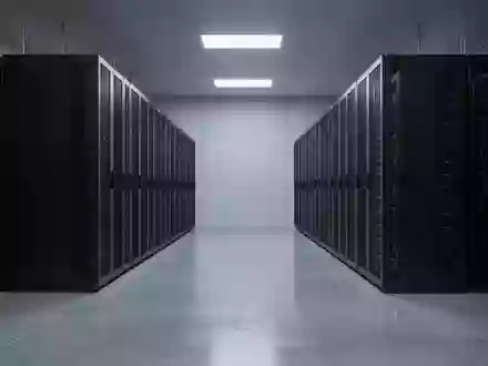 Moderne, minimalistische Serverraum-Infrastruktur mit ordentlich angeordneten, dunklen Serverschränken in einer kühlen, professionellen Umgebung. - Foto: über boerse-global.de