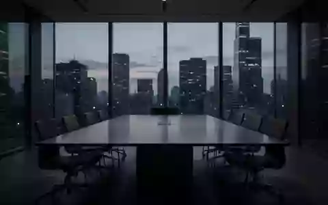 Ein minimalistischer, leerer Konferenztisch in einem modernen Bürogebäude bei Dämmerung, das eine Atmosphäre von Kostendisziplin vermittelt. - Foto: über boerse-global.de