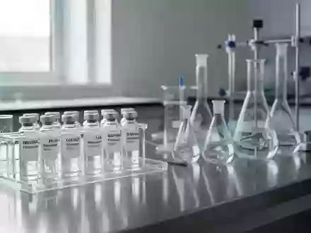 Laborausstattung mit Glasgefäßen und Laborgeräten in einer sterilen Forschungsumgebung. - Foto: über boerse-global.de