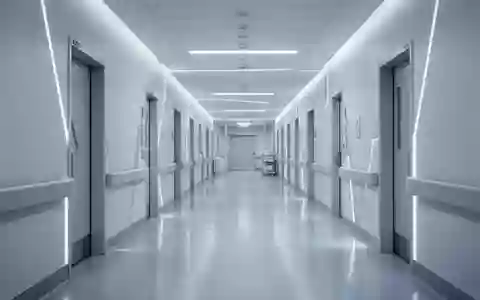 Ein minimalistischer, heller Krankenhausflur mit glattem Boden und indirekter Beleuchtung ohne Personen. - Foto: über boerse-global.de