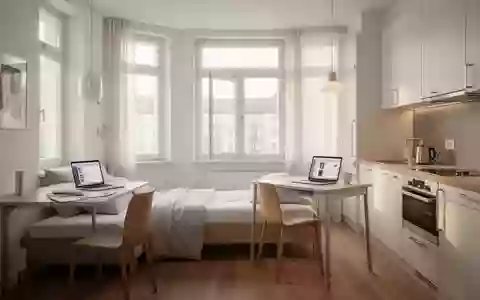 Modernes, helles Apartment für Auszubildende mit Schreibtisch und Kochnische in München. - Foto: über boerse-global.de