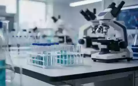Nahaufnahme eines modernen Laborarbeitsplatzes mit unscharfen pharmazeutischen Forschungsgeräten im Hintergrund. - Foto: über boerse-global.de