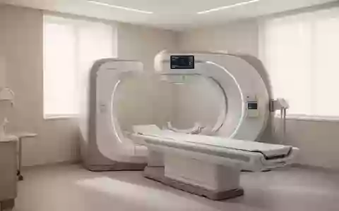 Ein minimalistischer, heller Untersuchungsraum in einer geriatrischen Klinik mit moderner medizinischer Bildgebungstechnik. - Foto: über boerse-global.de