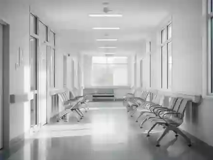 Ein heller, moderner Krankenhausflur mit großen Fenstern und leeren Sitzgelegenheiten in einer ruhigen Atmosphäre. - Foto: über boerse-global.de