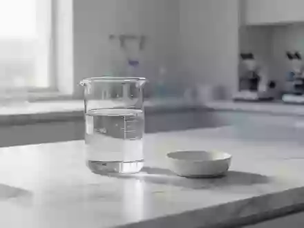 Ein heller, steriler Labortisch mit einem Glasbecher und einer kleinen Schale in einem modernen medizinischen Umfeld. - Foto: über boerse-global.de