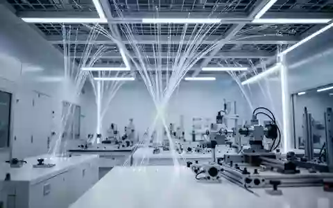 Ein hochmodernes technisches Labor mit leuchtenden Glasfaserkabeln in einer strukturierten Decke und einer sauberen, minimalistischen Umgebung. - Foto: über boerse-global.de