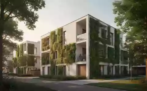 Moderne Wohngebäude mit Fassadenbegrünung in einer ruhigen Wohngegend - Foto: über boerse-global.de
