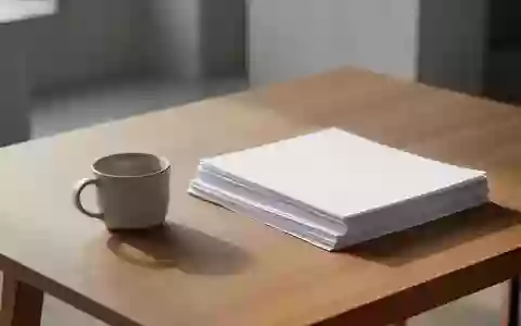 Ein minimalistischer, aufgeräumter Schreibtisch mit einer Kaffeetasse und leeren Papieren in sanftem Tageslicht. - Foto: über boerse-global.de