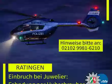 POL-ME: Einbruch bei Juwelier - Polizei fahndete per Hubschrauber - 2610090 - Foto: presseportal.de