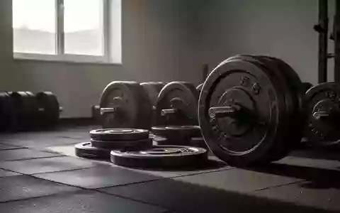 Ordentlich gestapelte Hantelscheiben aus Eisen auf einem Gummiboden in einem ruhigen Fitnessraum bei natürlichem Licht. - Foto: über boerse-global.de