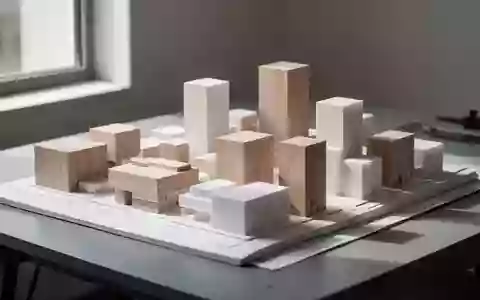 Ein minimalistisches Architekturmodell eines Stadtviertels auf einem Zeichentisch bei natürlichem Licht. - Foto: über boerse-global.de