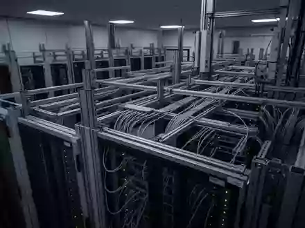 Modernes Rechenzentrum mit technischer Infrastruktur und Server-Racks in einer ruhigen, minimalistischen Umgebung. - Foto: über boerse-global.de