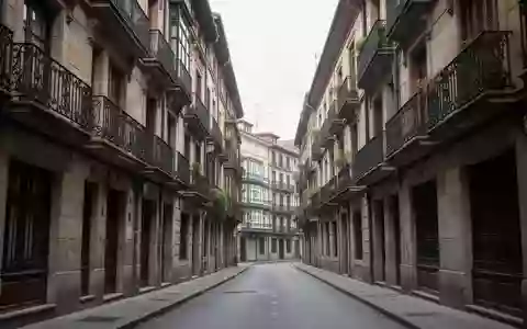 Eine ruhige Wohnstraße mit traditionellen Steingebäuden und schmiedeeisernen Balkonen in einem Viertel von Bilbao. - Foto: über boerse-global.de