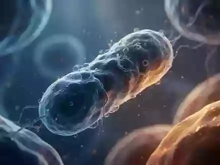Abstrakte mikroskopische Darstellung zellulärer Strukturen, die Mitochondrien in einem biologischen Umfeld symbolisieren. - Foto: über boerse-global.de