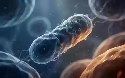 Abstrakte mikroskopische Darstellung zellulärer Strukturen, die Mitochondrien in einem biologischen Umfeld symbolisieren. - Foto: über boerse-global.de