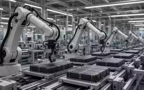 Moderne industrielle Fertigungsanlage für Lithium-Ionen-Batterien mit automatisierten Roboterarmen. - Foto: über boerse-global.de