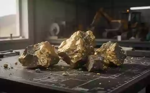 Rohgoldstücke auf einem geologischen Untersuchungstisch in einem Bergbaulabor. - Foto: über boerse-global.de