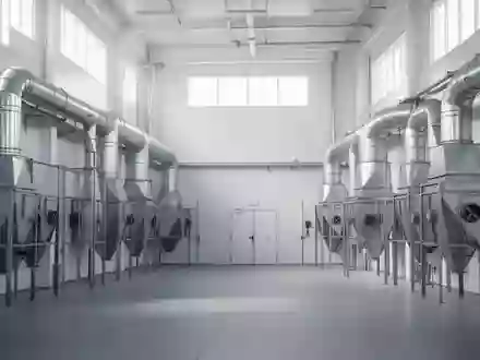 Industrielle Innenansicht einer modernen Lackier- und Beschichtungsanlage mit Belüftungssystemen und Filtersystemen. - Foto: über boerse-global.de
