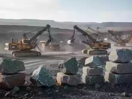 Moderne Bergbaustätte mit Gesteinsproben in einer abgelegenen Landschaft bei natürlichem Tageslicht. - Foto: über boerse-global.de