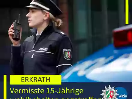 POL-ME: Vermisste Jugendliche wohlbehalten angetroffen - 2610094 - Foto: presseportal.de