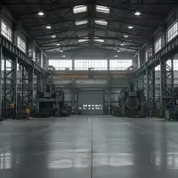 Leere, weitläufige Industriehalle mit hohen Stahlträgern und ungenutzten Maschinen in einer Fertigungsstätte. - Foto: über boerse-global.de