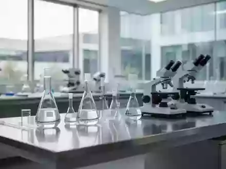 Laborumgebung mit präzisen Glasgeräten und wissenschaftlichen Instrumenten auf einer Edelstahlarbeitsfläche. - Foto: über boerse-global.de