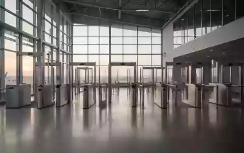 Eine leere, modern gestaltete Sicherheitskontrolle an einem Flughafen mit einfallendem Tageslicht. - Foto: über boerse-global.de