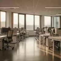 Leere, moderne Büroarbeitsplätze in einem Firmengebäude in Montabaur bei Tageslicht. - Foto: über boerse-global.de