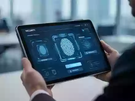Ein moderner Tablet-Bildschirm zeigt eine digitale Identitätsprüfung in einer professionellen Büroumgebung. - Foto: über boerse-global.de