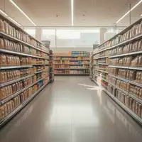 Ein leerer, ordentlich eingeräumter Gang in einem modernen Supermarkt mit gut ausgeleuchteten Warenregalen. - Foto: über boerse-global.de