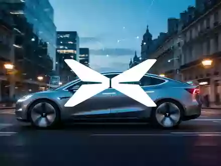 Abstraktes Bild eines autonomen Fahrzeugs in einer modernen europäischen Stadt bei Dämmerung. - Foto: über boerse-global.de