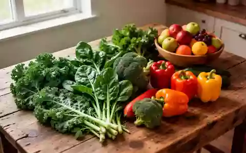 Frische, bunte Gemüsesorten und Obst auf einem Holztisch als Symbol für eine ausgewogene, nährstoffreiche Ernährung. - Foto: über boerse-global.de