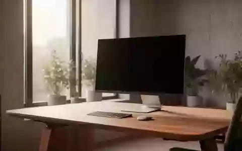 Ein minimalistischer und aufgeräumter Arbeitsplatz mit einem modernen Monitor, dessen Bildschirm dunkel und inaktiv ist. - Foto: über boerse-global.de