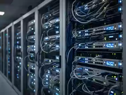 Nahaufnahme von blinkenden Server-Racks in einem modernen Rechenzentrum. - Foto: über boerse-global.de