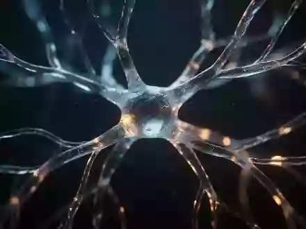 Abstrakte Darstellung neuronaler Vernetzungen durch eine leuchtende Glasskulptur vor dunklem Hintergrund. - Foto: über boerse-global.de