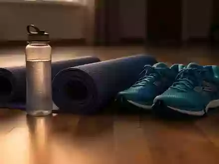 Symbolbild: Yogamatte, Trinkflasche und Laufschuhe - Foto: über boerse-global.de