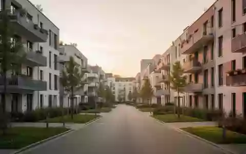 Moderne Wohngebäude in einer ruhigen deutschen Kleinstadt bei Sonnenuntergang. - Foto: über boerse-global.de