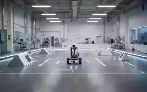Ein minimalistisches Robotik-Testlabor mit glatten Böden und Hindernissen für Bewegungsstudien. - Foto: über boerse-global.de
