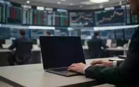Ein moderner, verschwommener Börsenhandelssaal mit einem Analysten an einem Schreibtisch. - Foto: über boerse-global.de